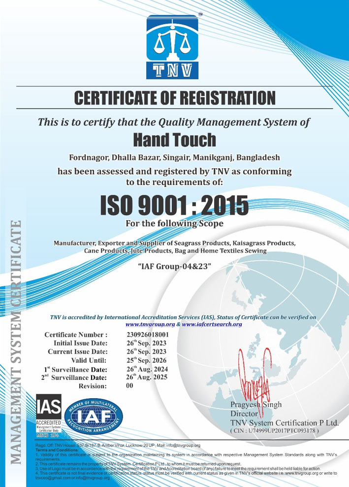 Hand Touch is now
ISO 9001:2015 Certified
